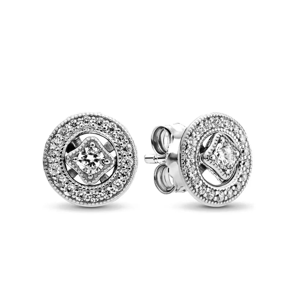 Sterling Silver Zircon Stud Earrings Exclusive Certificate