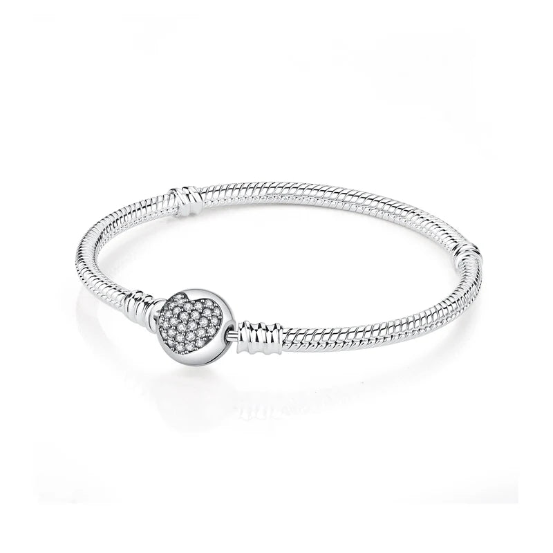 Charm Bracelet Fine Sterling Silver 925 Zircon Stones Elite