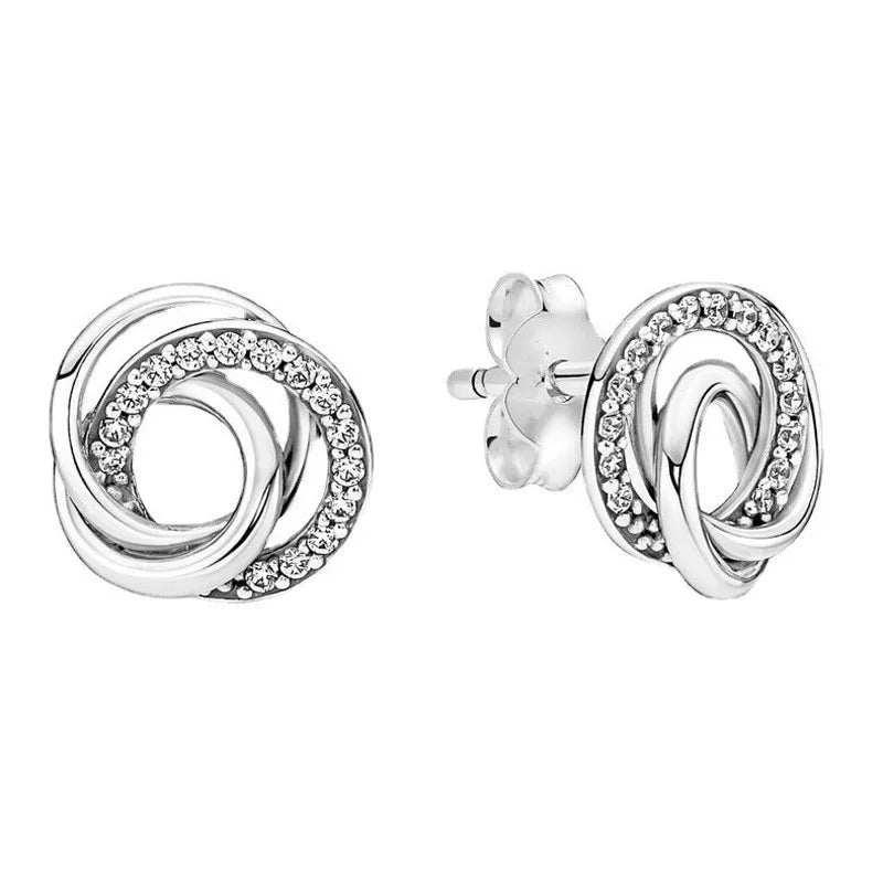 Sterling Silver Zircon Stud Earrings K005 Elegant Edition